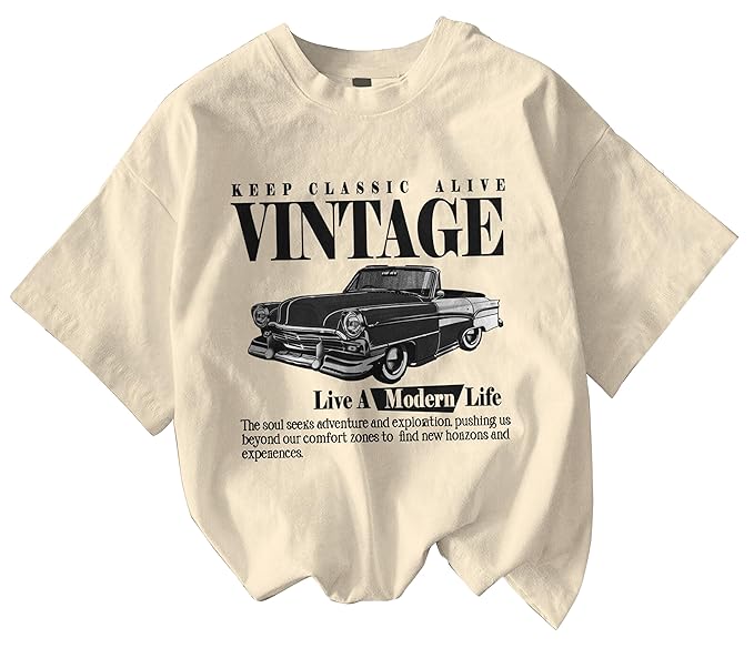 Cotton Blend Oversized Fit Half Sleeve Printed Round Neck T-Shirt