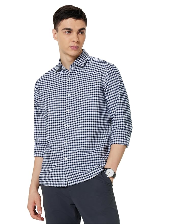 Symbol Premium Men’s Checkered Casual Shirt – Regular Fit | Oxford Weave